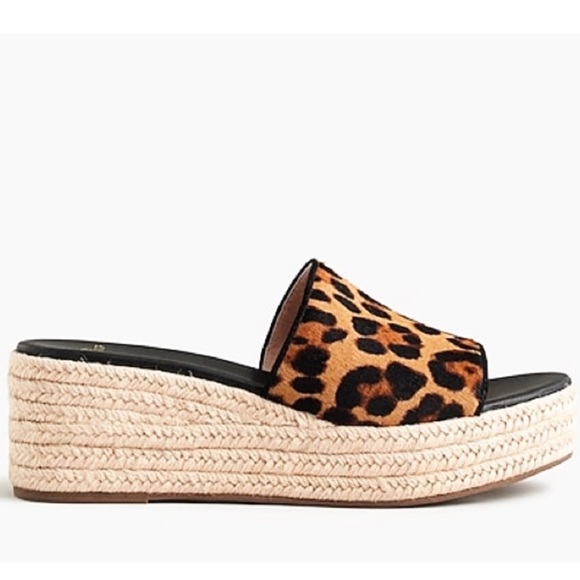 🆕 {J. CREW} Leopard Calf-Hair Wedge Heel Sandals - Picture 9 of 9